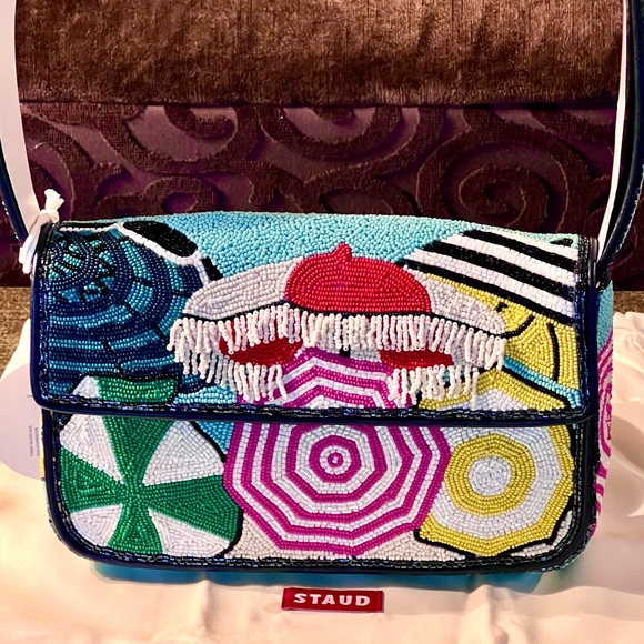 πΊπHPππΊ NWT Staud Beaded Tommy Bag Umbrellas - Picture 5 of 16